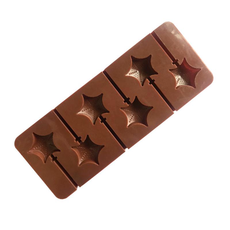 6 Star Silicone Lollipop Mold Chocolate Candy Chip Mold Five-Pointed Star Chocolate Bar Star Lollipop