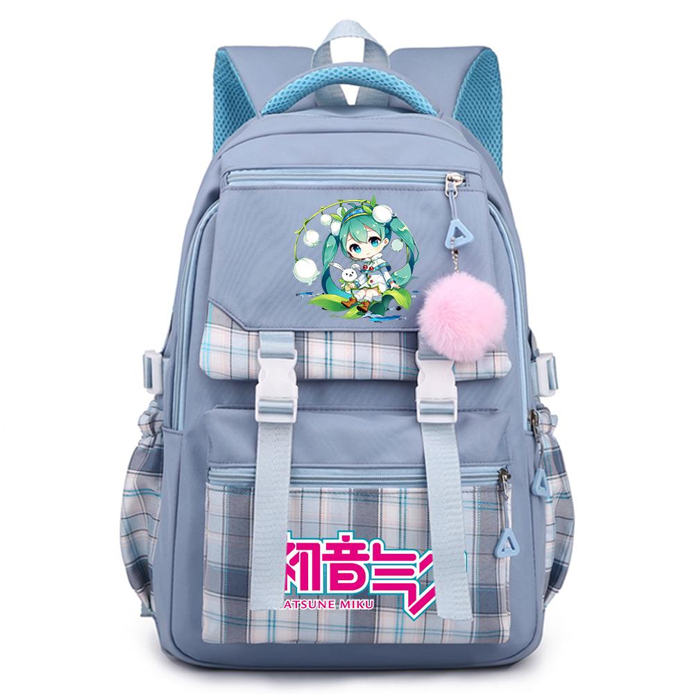 Cartoon Anime Hatsune Miku Printed Large Capacity Backpack for Teenger Student Bookbag Girl Boy Schoolbag Bookbag Women Waterproof Travel Bag