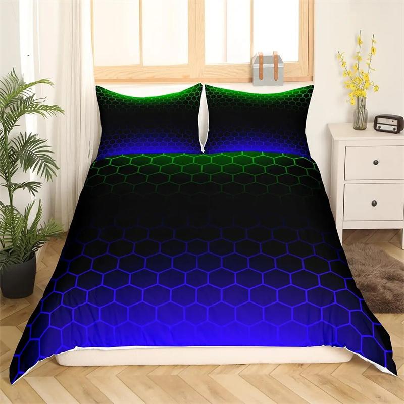 Honeycomb Duvet Cover Set Pink Geometry 3D Printed Bedding Set Polyester Cool Style Double Queen King Quilt Cover For Boys Adult