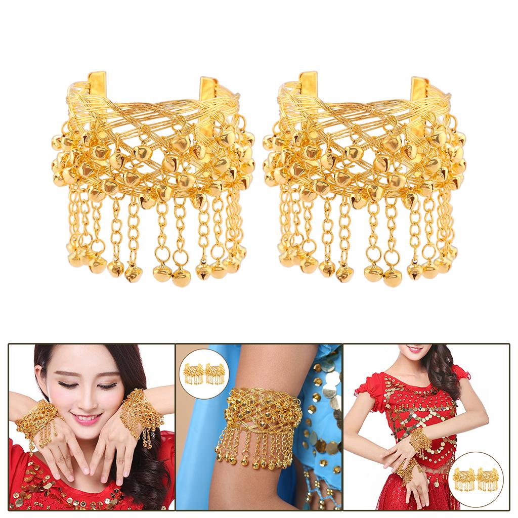 Metal Arm Chain Bracelet Upper Arm Cuff Fashion with Bell Pendant Tassel Adjustable for Belly Dance Performance Dancing Jewelry