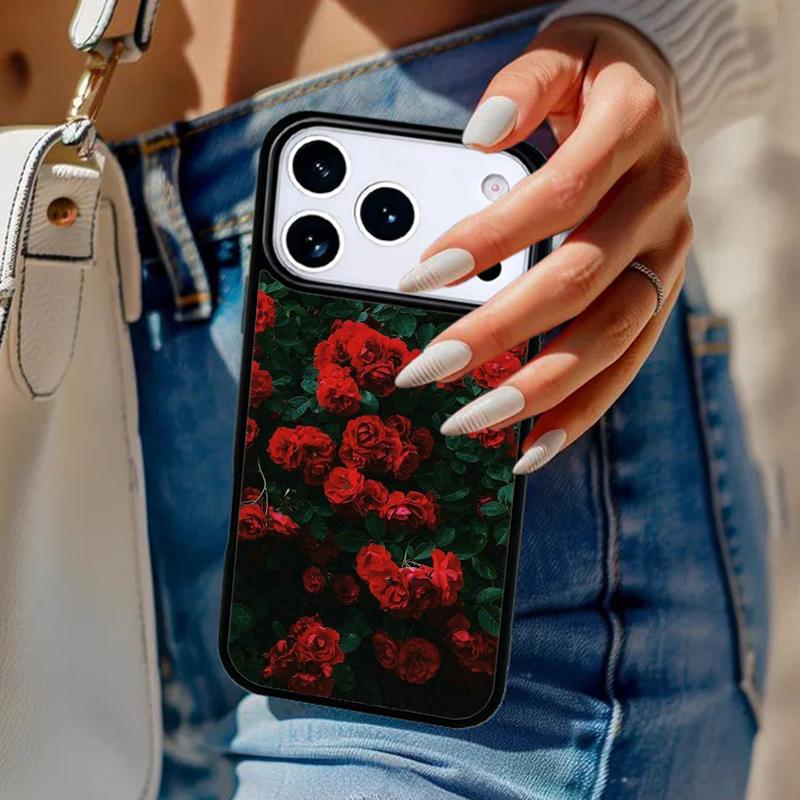 Bright Red Roses Flowers Phone Case For iPhone 17 Air 14 15 13 12 Max Cover For Apple 14 15 16 16e 11 Pro Max Plus Coque
