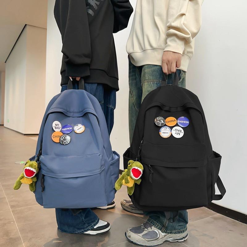 2024 New Korean Harajuku Ulzzang Middle School Students Schoolbag Simple Large-capacity Japanese Pure Color Campus Backpack