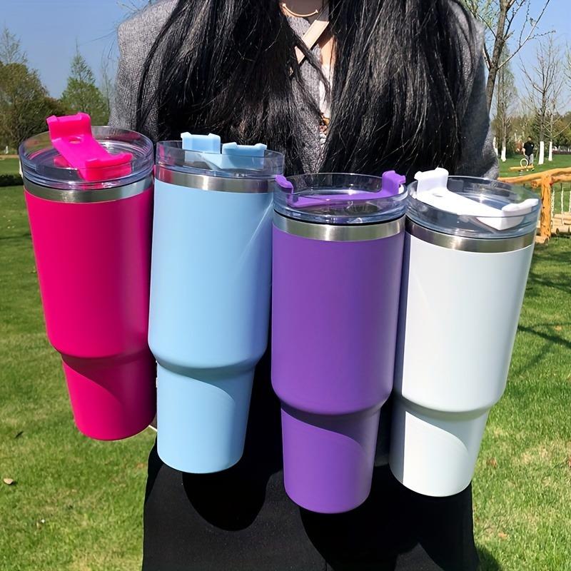 Fashionable 40-ounce stainless steel cup with handle, vacuum insulated travel cup, leak-proof double-wall hot cup, sports water bottle
