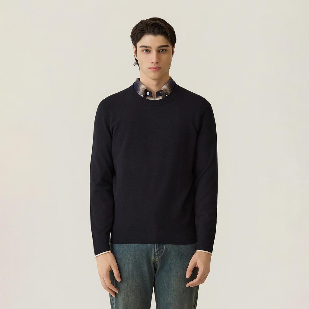 FERRAROMILANO Front Texture Round Knit Navy (Amsftsr30149)