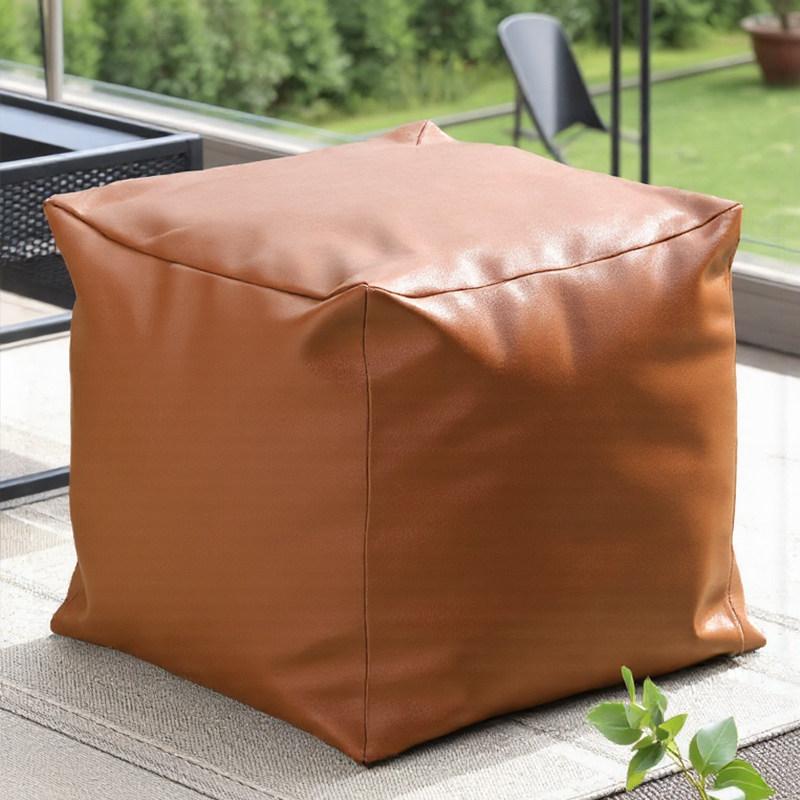 ( No Fillings) Moroccan Artificial PU Leather Pouf Cover Unstuffed Meditation Tatami Ottoman Footstool Living Room Cushion Cover