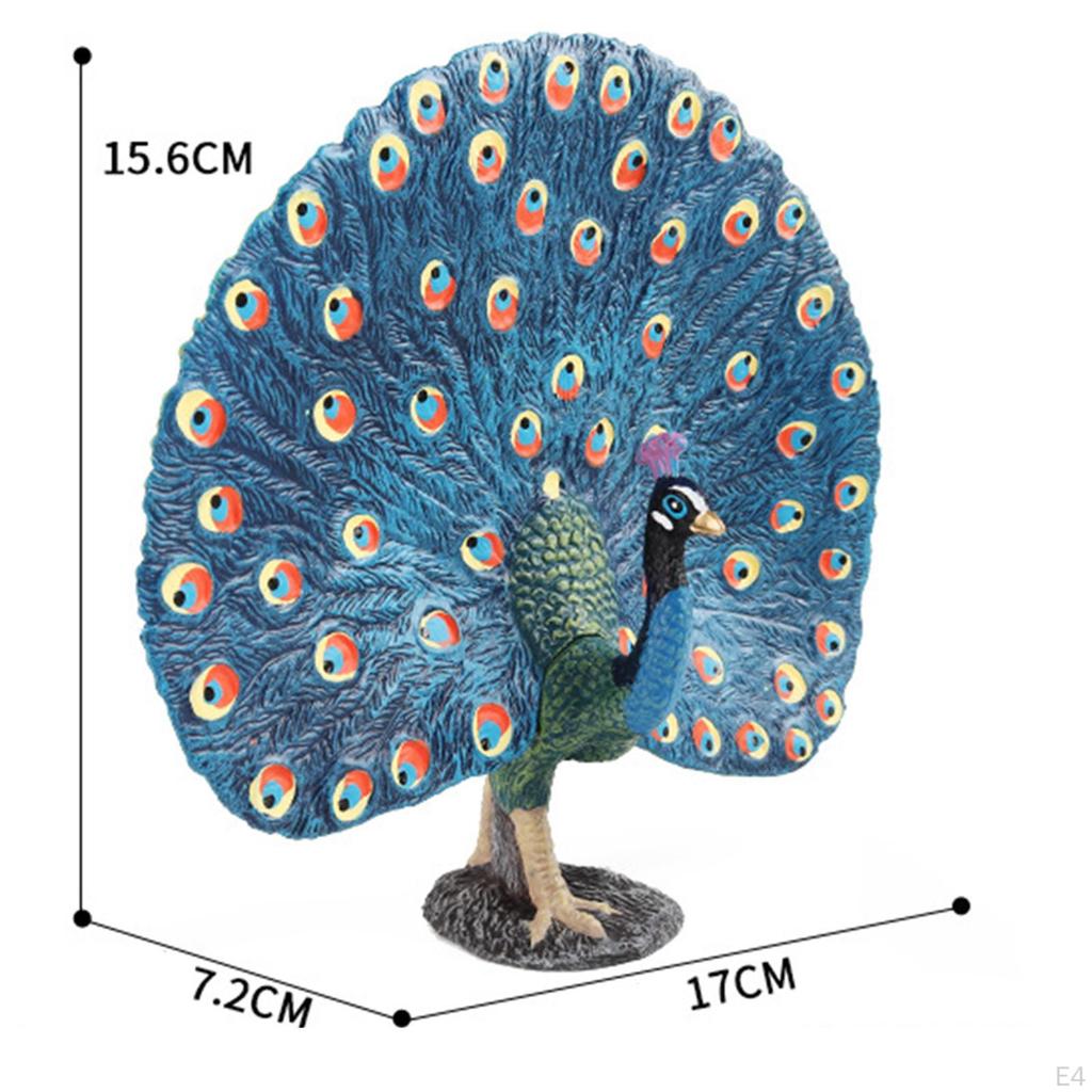 Animal Sculpture, Ornament Crafts, Kids Toy, Realistic Peacock Model, Hand Painted for Office,