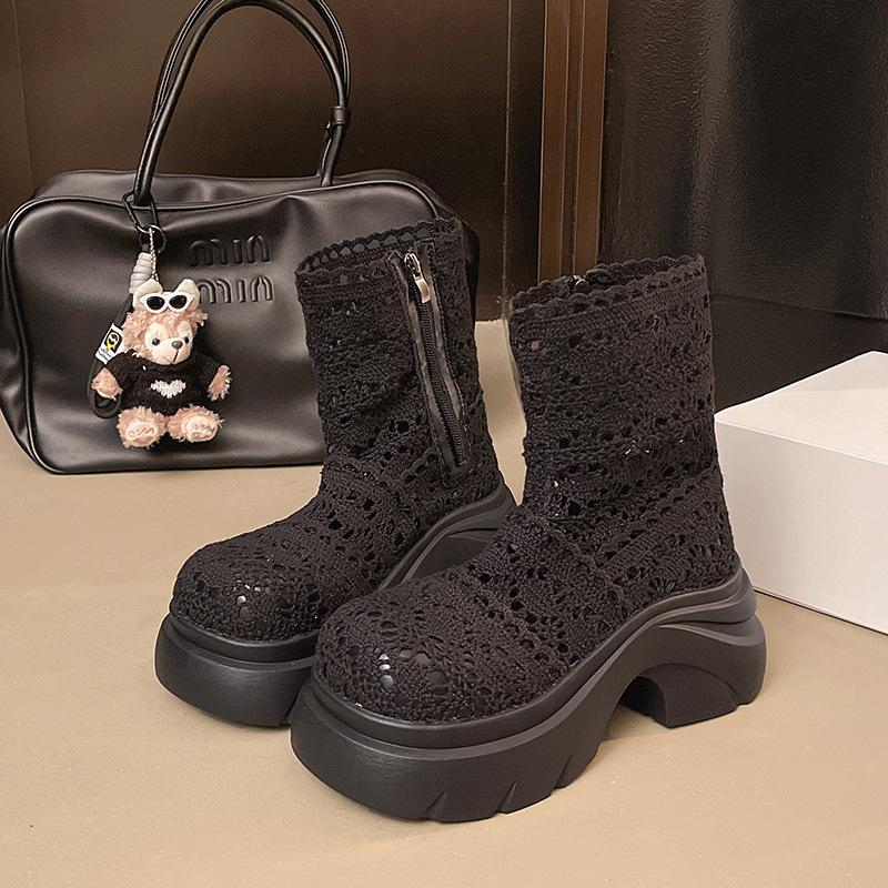 

Сетчатые ботинки женские крутые ботинки летние хлопково-льняные сандалии новые полые дышащие короткие ботинки тонкие ботинки Мартин 40 чёрный