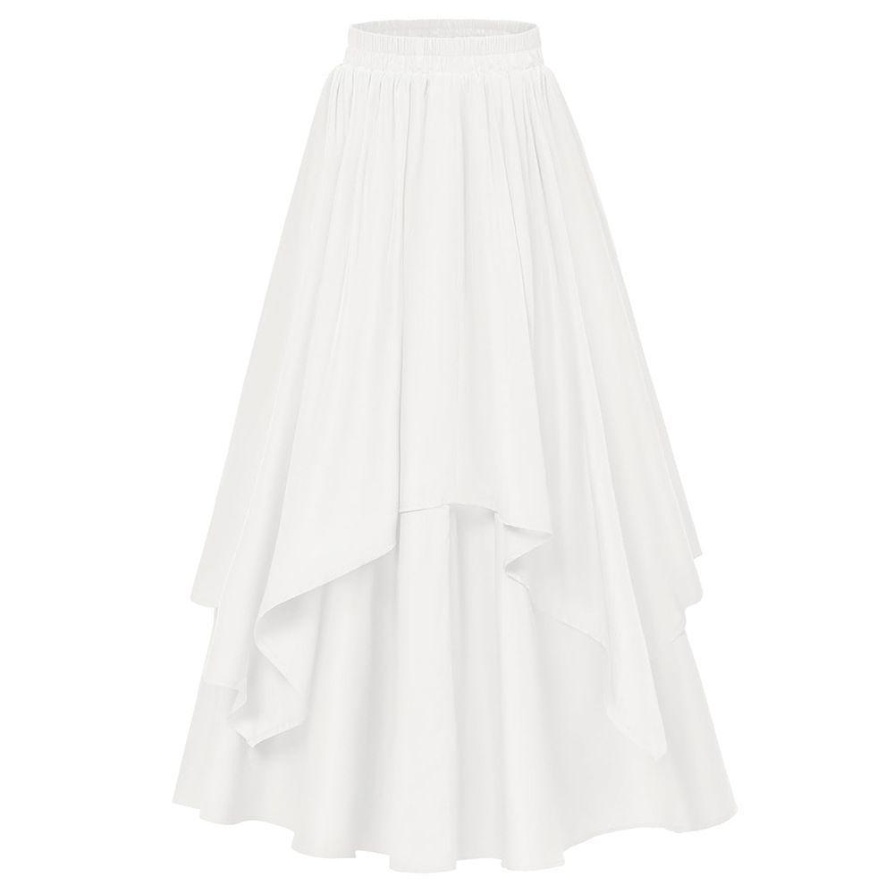 

Yuan Ben Plus Size Irregular Mid-Length Skirt - Retro Spring/Summer Elastic Waist Slimming Design M 85-95 kg recommended белый