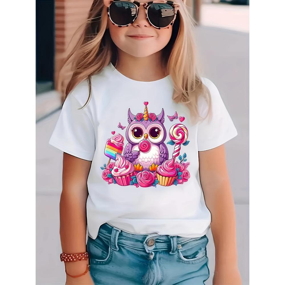 Kids Clothes Summer T-Shirt Cat 3D Printing Tops Casual Short Sleeve Tee Fashion Girl T-Shirts Crew Neck Children's T-Shirt