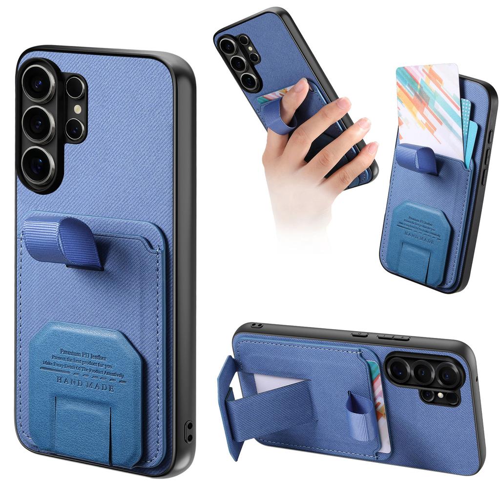 Luxury Wristband Holder Card Slot Phone Case For Samsung S26 Ultra S25 Plus S24 A36 A56 A17 A07 Stand Adjustable Anti Drop Cover