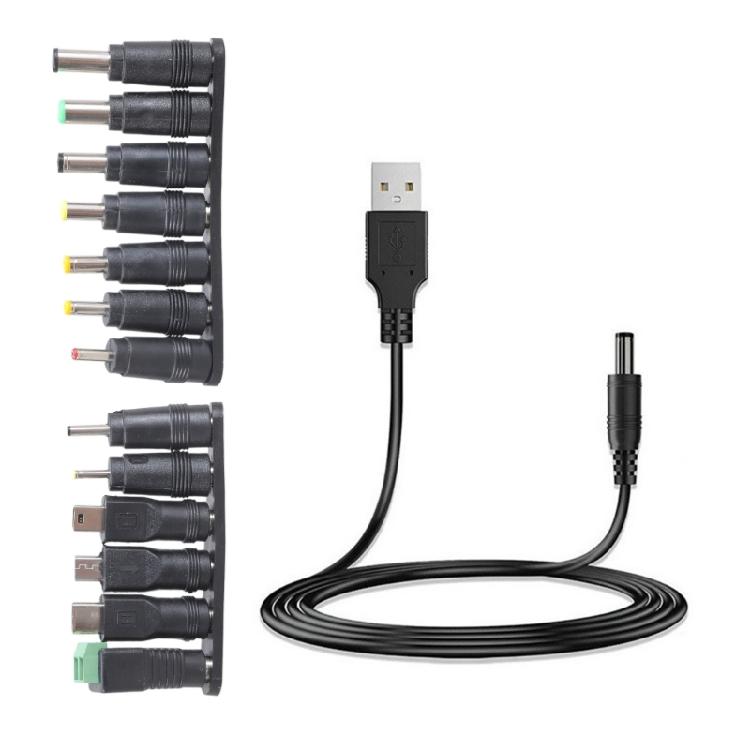 

5V USB to DC5521 Charging Cable with 13 Interchangeable Tips for Easy Device Connection and Reliabled Power Supply 1
