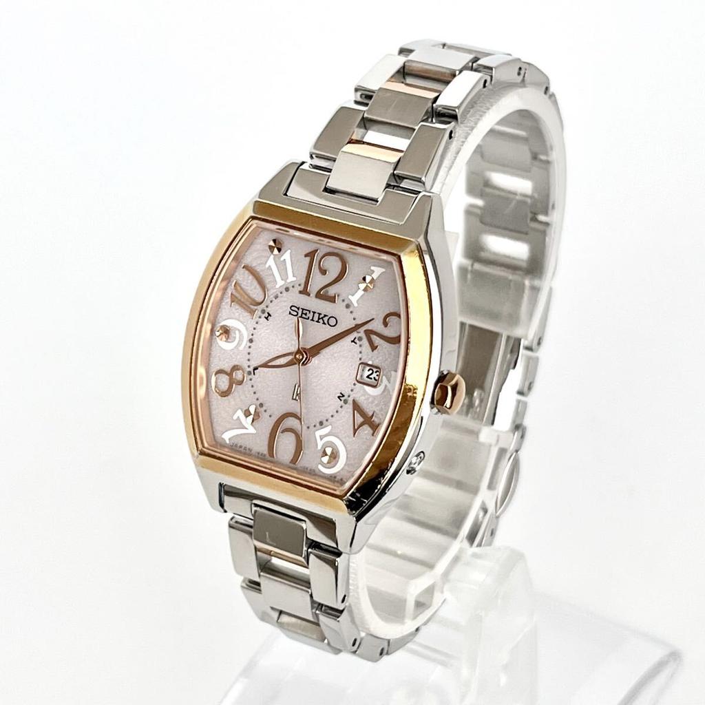 Polished Seiko Lukia Excellent Pink Silver Gold S2336 [Working Condition] Ladies' Watch, Radio-Controlled Solar, Condition, Dial,
