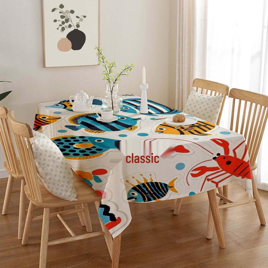 Ocean Series Polyester Tablecloth: European Style Dining & Festival Decor for Home and Hotel.