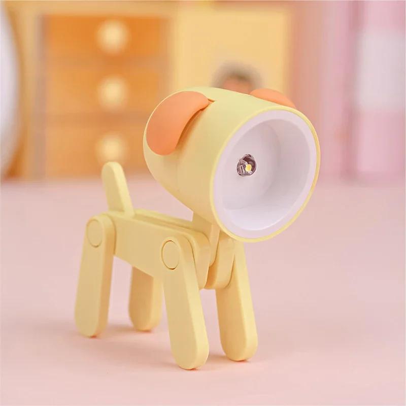 Mini LED Night Light Dog Deer DIY Foldable Desk Lamps Desktop Kids Room Bedside Bedroom Decor Holiday Cute Gifts Ornament