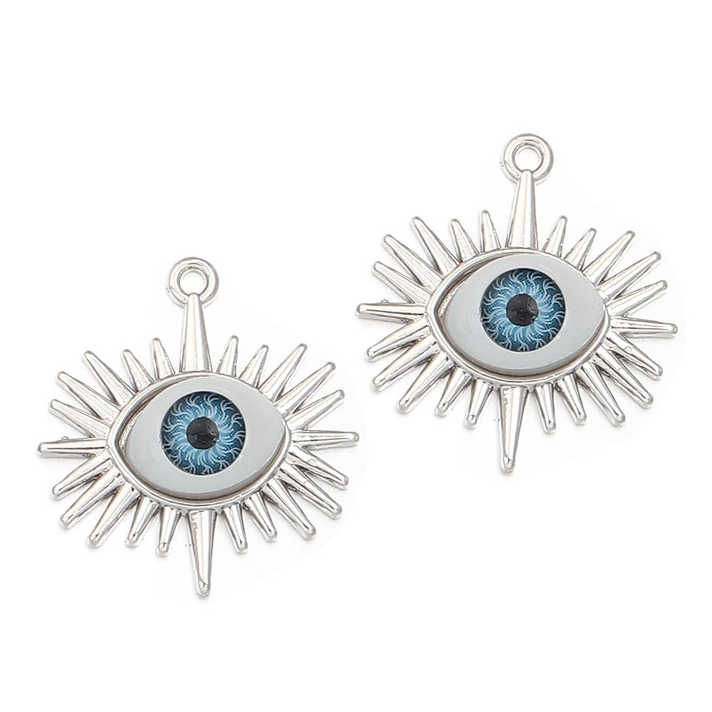 5 Stück/Los Legierung Böser Blick Anhänger Herz Stern Mond Auge Anhänger Für Schmuckherstellung DIY Halskettenanhänger Ohrringe Zubehör