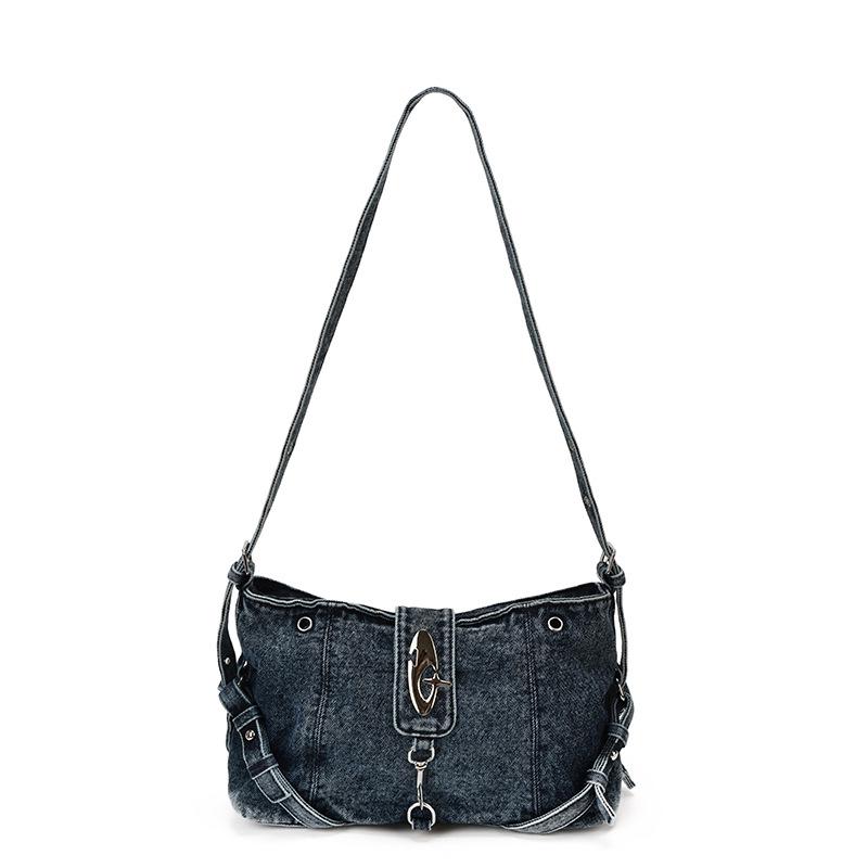 2026 Trendy Retro Denim Crossbody Bag - Large Capacity for Commuting or School