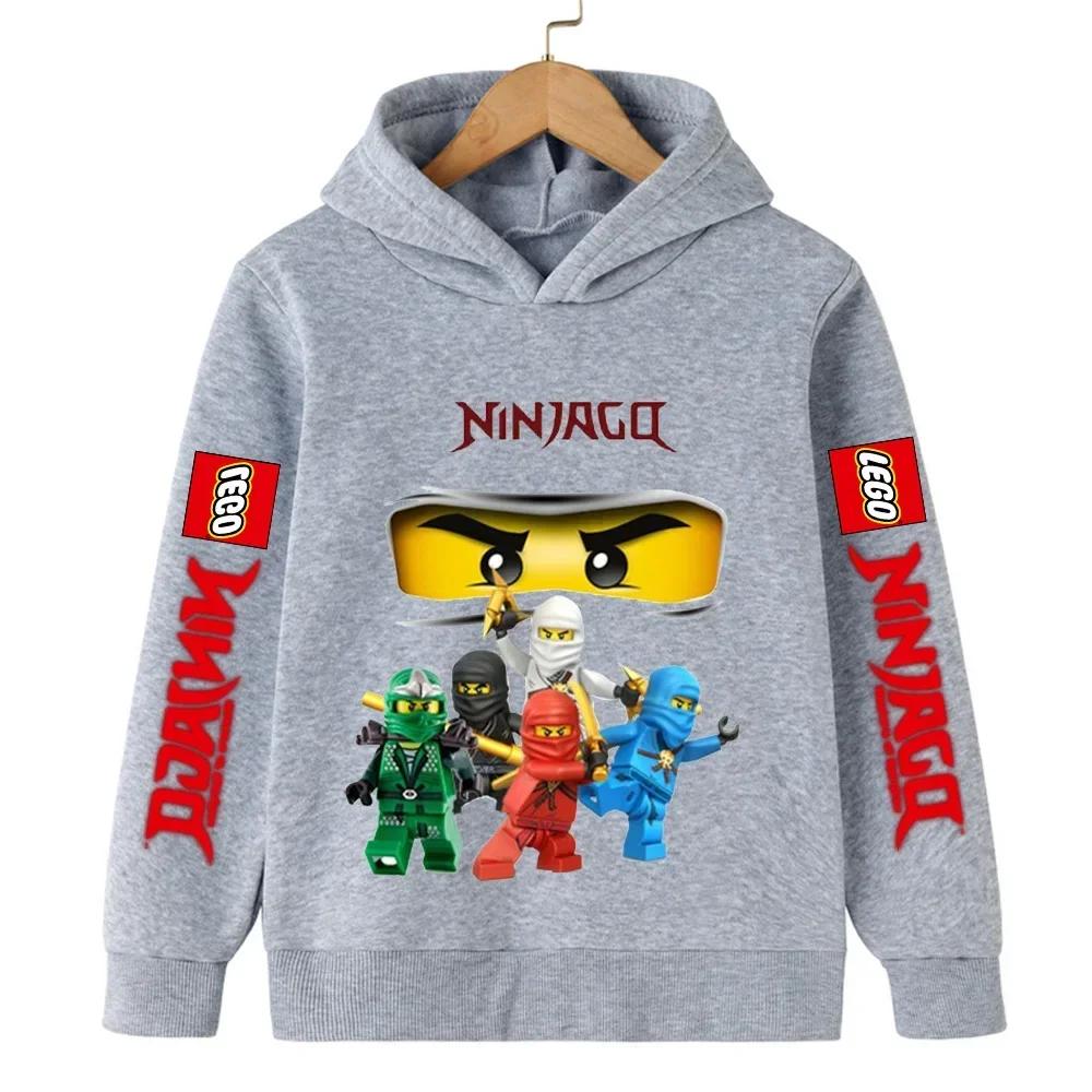Мультяшные худи с капюшоном Lego Phantom Ninja для детей, повседневная спортивная толстовка, одежда для мальчиков, детей, младенцев, девочек, пуловер 150