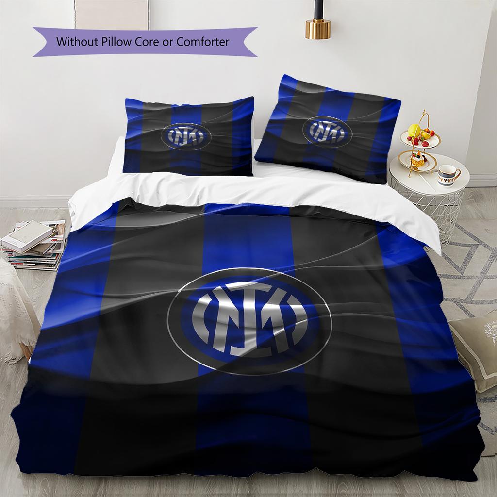 Set Copripiumino Trapuntato con Fantasia FC Internazionale Milano Decorazione per la Casa Regalo (1 * copripiumino + 2 * federe senza imbottitura)