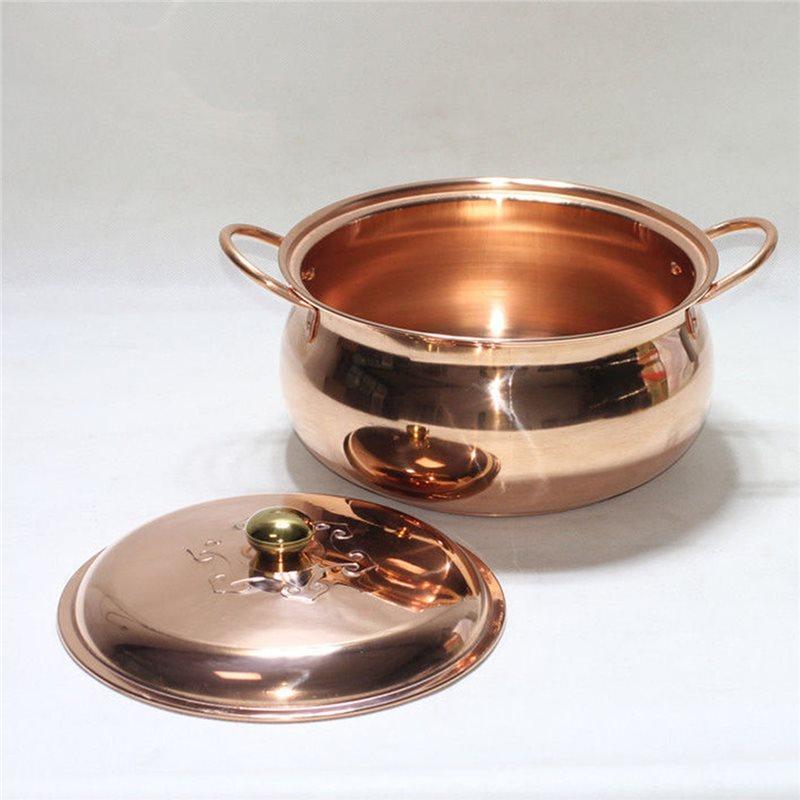 2025 Trend Kupfer Verdickter Suppentopf mit zwei Griffen, Für Induktionsherd Kompatibles Verbundboden-Design