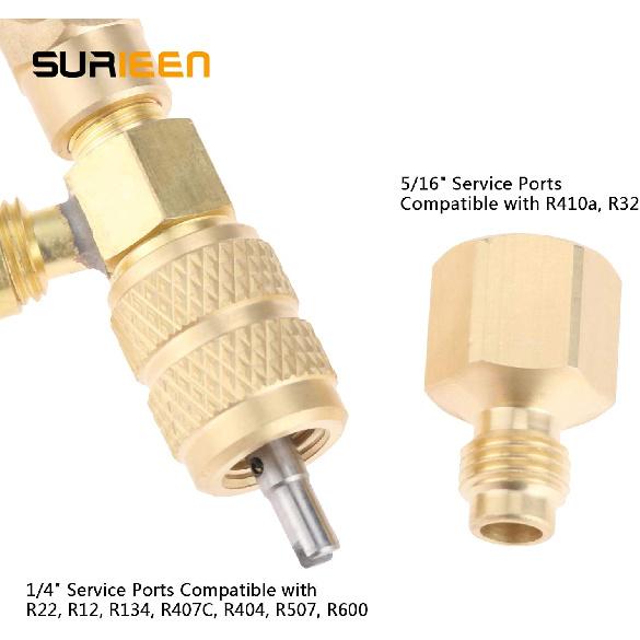 R410A R22 Valve Core Remover Installer Tool | with Dual Size SAE 1/4 & 5/16 Port & Brass Adapter, Valve Core Removal Tool for R410 R32 R22 R12 R407
