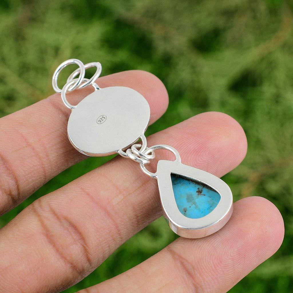 Daughters Day Deal Pear Tibetan Turquoise Stone Sterling Silver Pendant Jewelry