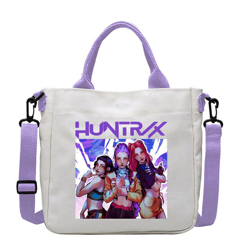 KPop Demon Hunters Theme Women Canvas Shoulder Bag Boys Girls Tote Handbag Anime Fashion Crossbody New Kids Xmas Gifts Kid Friendly Entertaining Fun