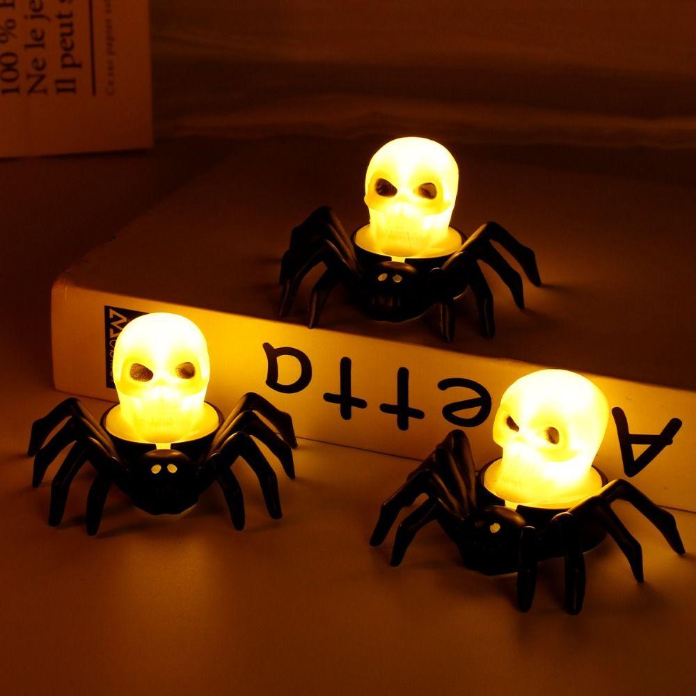 Glowing Spider Light Candle LED Night Light Creative Halloween Lamp  LED Electronic Candle Light