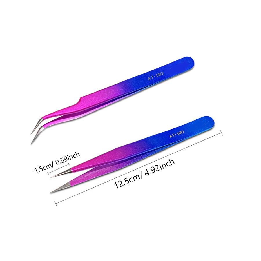 Stainless Steel Precision Eyelash Extension & Nail Art Tweezers, Beauty Tool for Lash Lifting & Rhinestones Applying