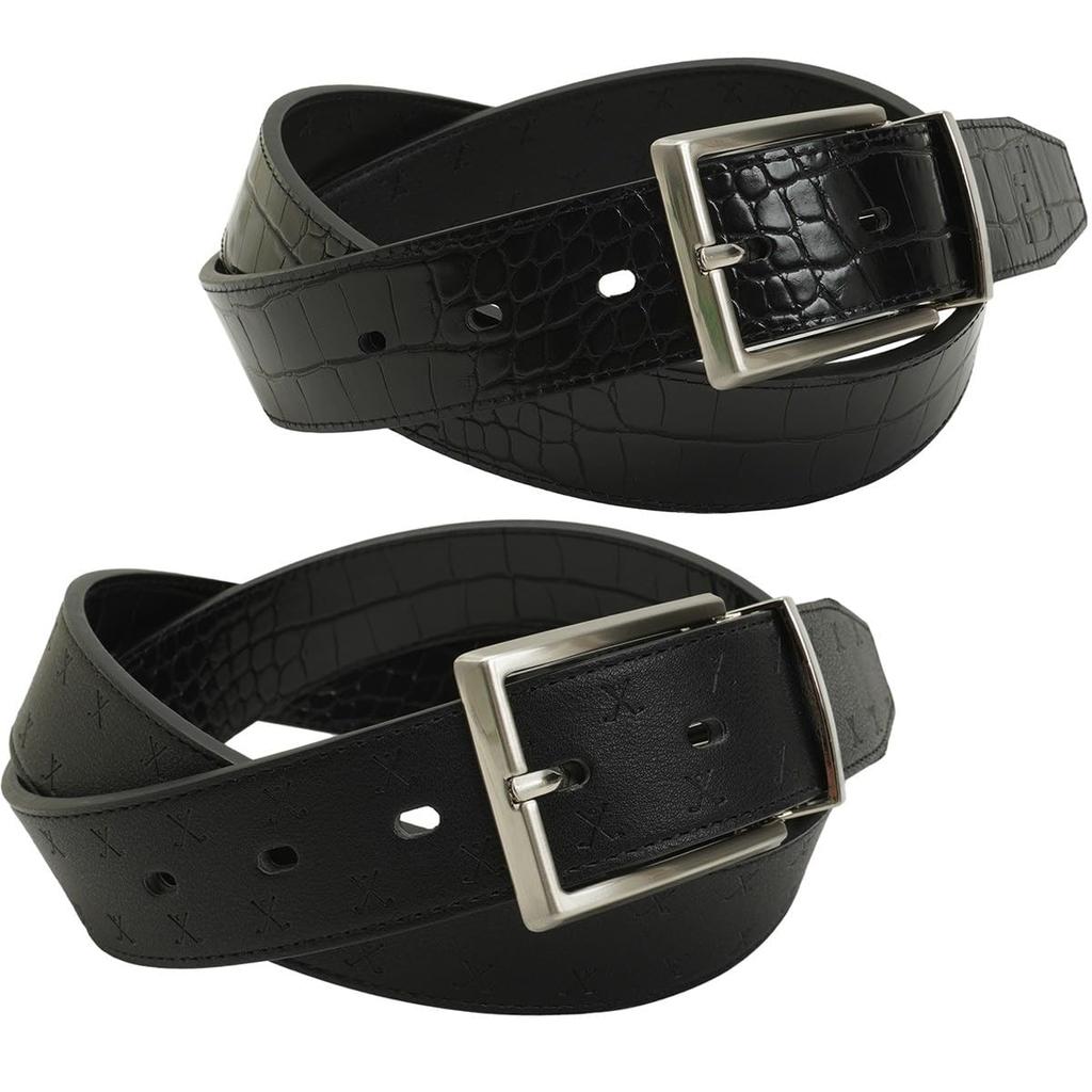 FootJoy Reversible Belt, Black/Red, Men's, One-Size-Fits Waist Sizes Up To 100cm, Center Hole, FA23RBT-0