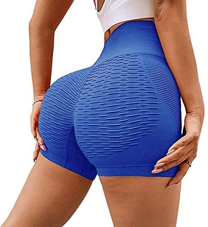 Women's High-Waisted Tummy Control Yoga Shorts with Peach Hip-Lifting Design