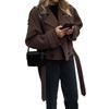 Women Solid Double Breasted Wool Coat Lapel Long Sleeve Pocket Short Jacket Autumn Winter Chic Vintage Warm Outerwear