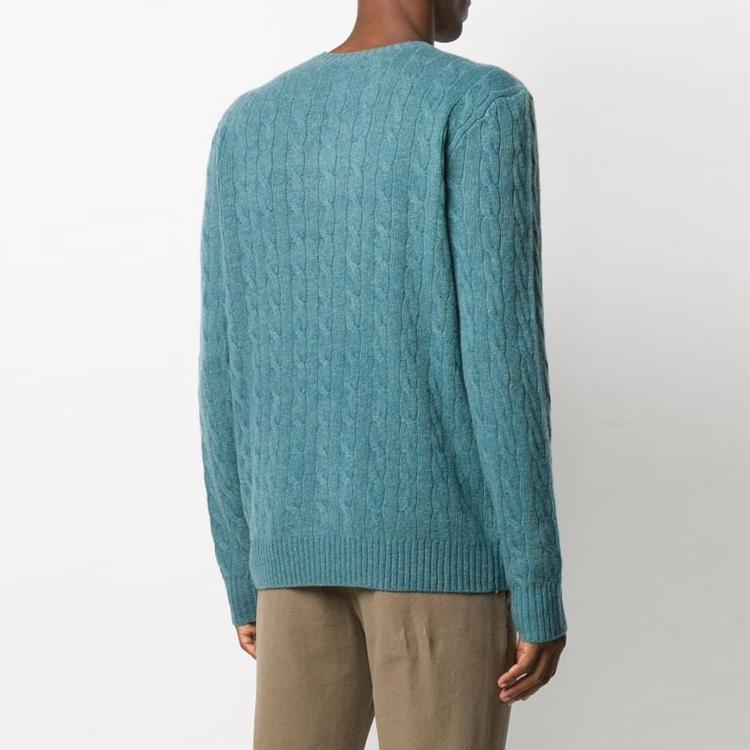 Polo Ralph Lauren FW21 Logo Embroidered Solid Color Cable Knit Sweater Men sweater Blue 710719546-029
