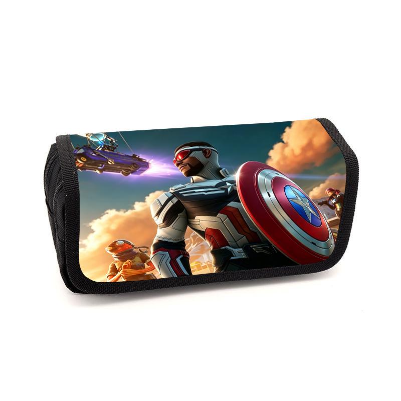 Cute Fortnite Cartoon Flip Pencil Pouch, Unisex Kids Aged 6-14 Portable Printed Stationery Case for School Daily Use