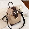 Ladies' New PU Leather Fashionable Small Backpack, Casual and Versatile, Academic Style Double-shoulder Bag, Multi-functional Crossbody Bag for Women