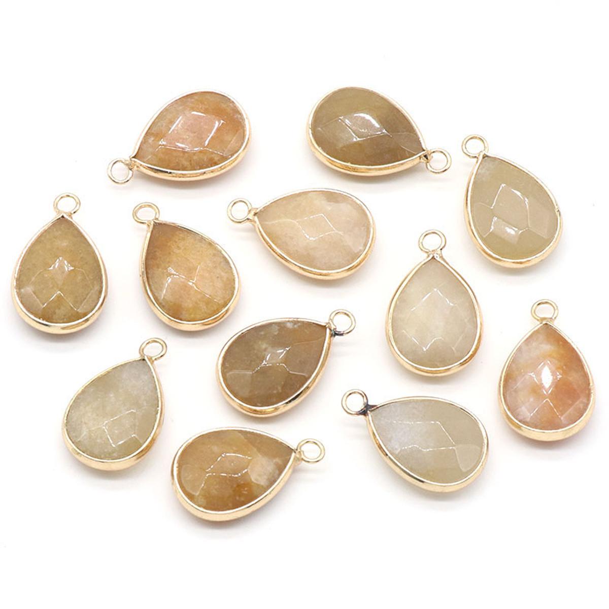 

Гранований натуральний золотий піщаний камінь Агат Кулон у формі краплі Біла бірюза Малахіт Онікс Підвіски для виготовлення ювелірних виробів Намисто своїми руками Аксесуари для сережок 1Pc/23x14mm-Yellow Jade