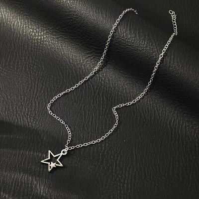 1 Stück Vintage Pentagramm Halskette Schwarze Seil Halskette Personalisierte Mode Legierung Stern Anhänger Schmuck Party Geschenk