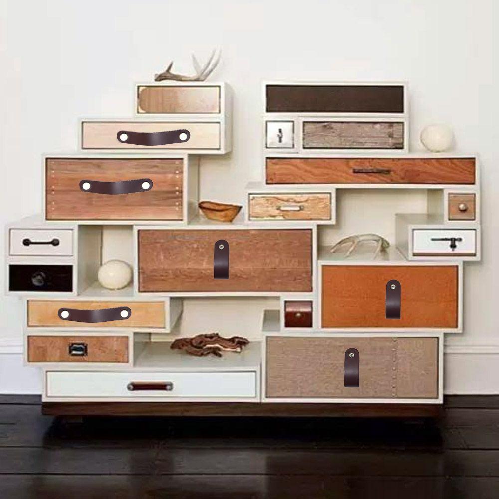 Artificial Leather Environmentally Kitchen Wardrobe Cabinet Soft Door Pulls Leather Handle Furniture Knobs Drawer Handle