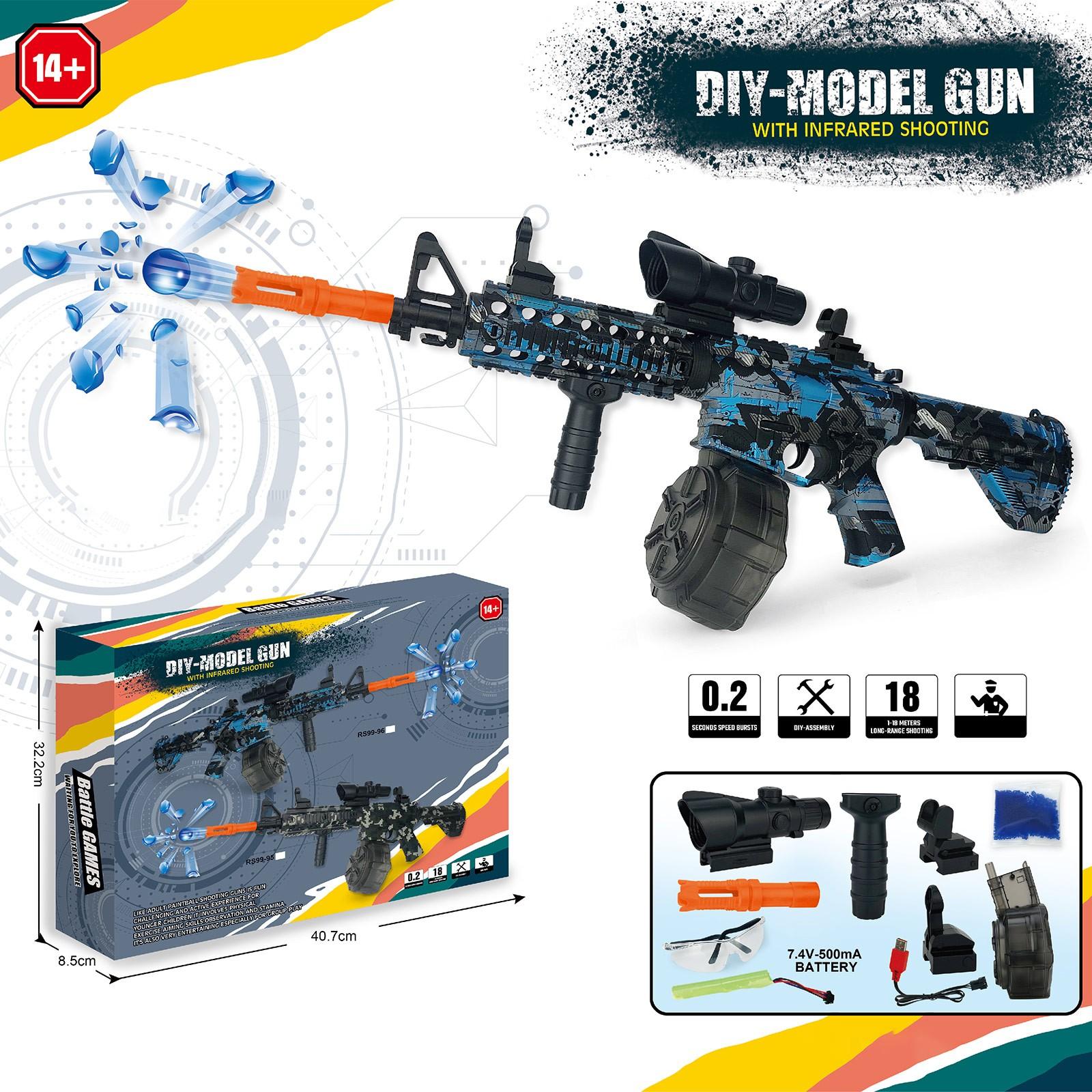 

Электрический игрушечный бластер с гелевым шариком M416, экологически чистый брызговик, автоматический, 10000 водяных шариков, командная игра по стрельбе, возраст 12+ One Size синий