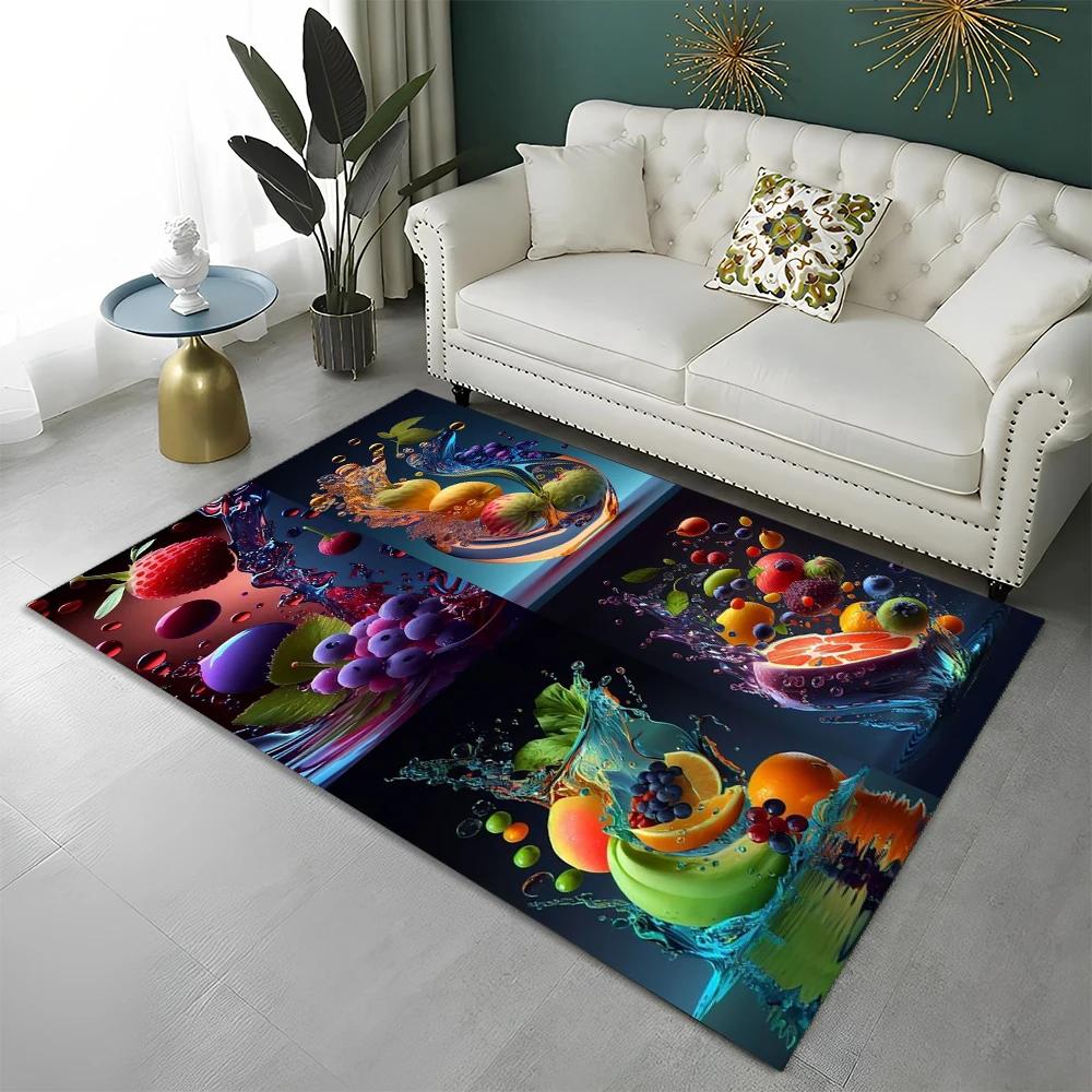 3D Cute Fruit Cartoon HD Carpet Rug for Home Living Room Bedroom Sofa Kitchen Doormat Decor,Child Area Rug Non-slip Floor Mat