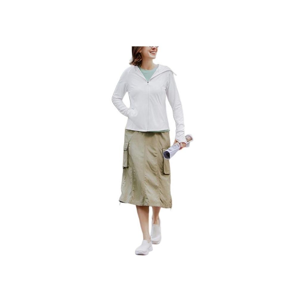 Skechers Cool Dry UV Protection Lightweight Slim Fit Hooded Sports Jacket Women Jackets Bright-White P225W123-0019
