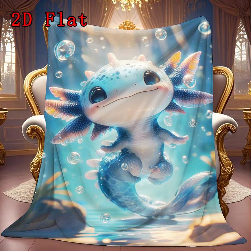 Blue salamander bubble 2D Flat Pattern Flannel Blanket High quality All Seasons Warmth and Comfort Perfect for Christmas Gifts.MMT0918398