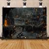 2D Medieval Ruins Cave City Tapestry Dark Gothic Palace Background Cloth