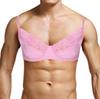 Mens Sissy Lingerie Lace Wire-Free No Padded Triangle Bralette Push Up Crossdress Bra Top Underwear
