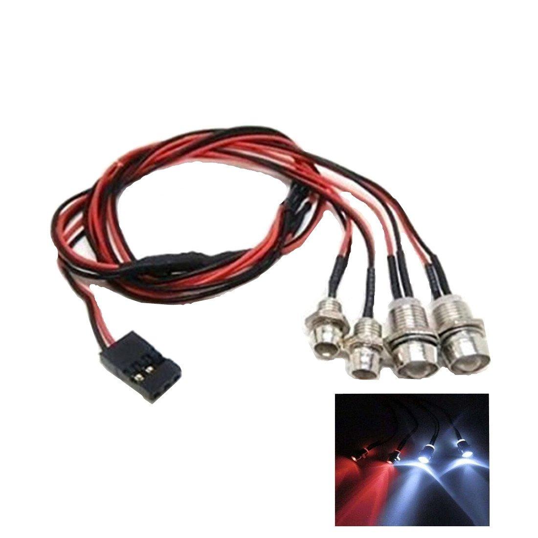 

Kalevel RC Car LED Light Unit Light Taillights and Headlights for RC RC Model and RC LED Lights for HSP Tamiya D3 White 5mm and 2 Red 4-LED Kit, Cars,