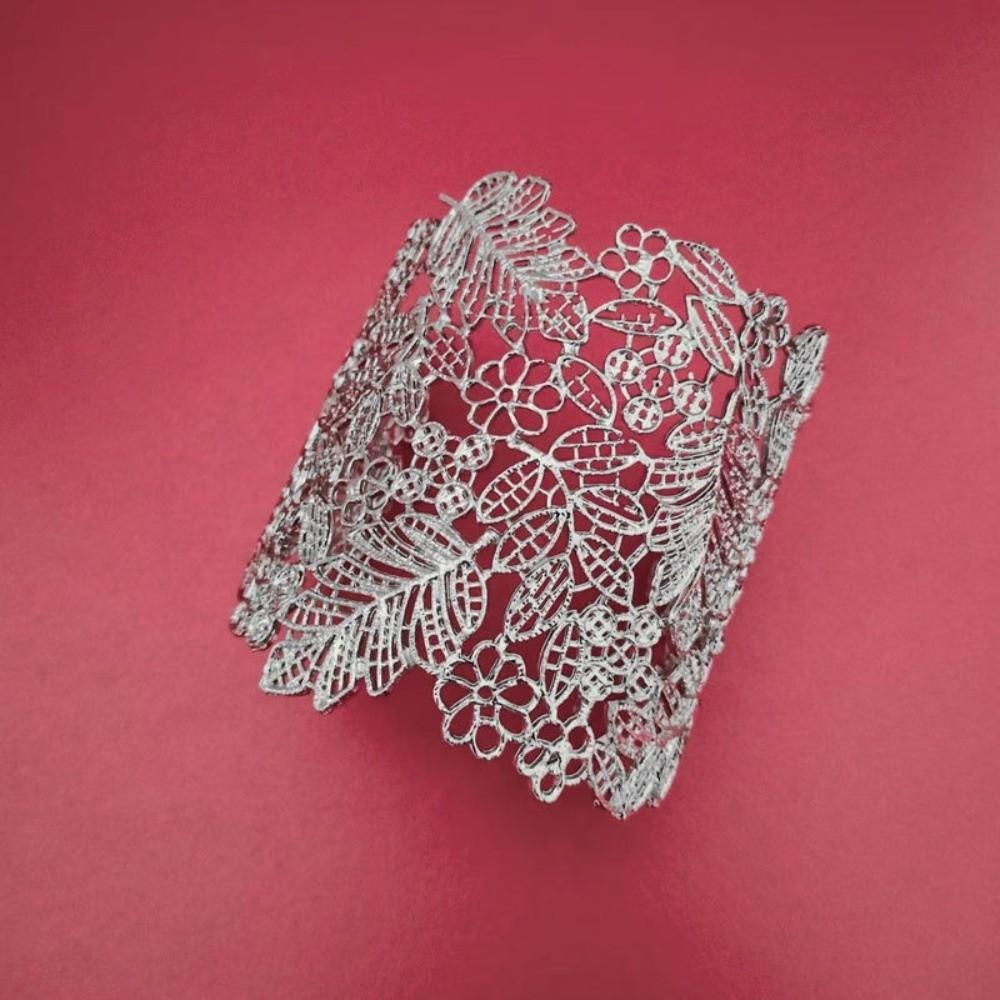 Elegant Hollow Out Bangle Alloy Wide Open Bangle Retro Exaggerated Bracelet for Women