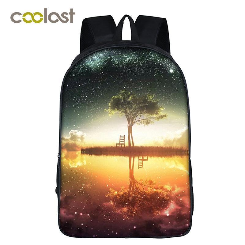 Trendy Youthful Colorful Galaxy Space Cat Dog Animal School Bags Notebook Backpacks 3D Printed Oxford Waterproof Travel Bags