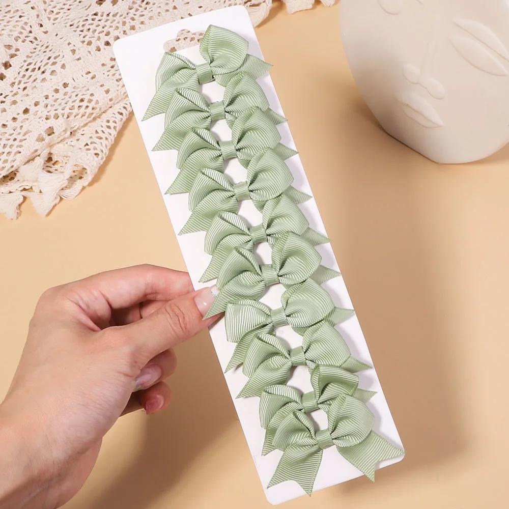 10Pcs/Set Solid Color Grosgrain Ribbon Hairpins for Kids Bows Hair Clips Boutique Handmade Headwear Girls Baby Hair Accessories