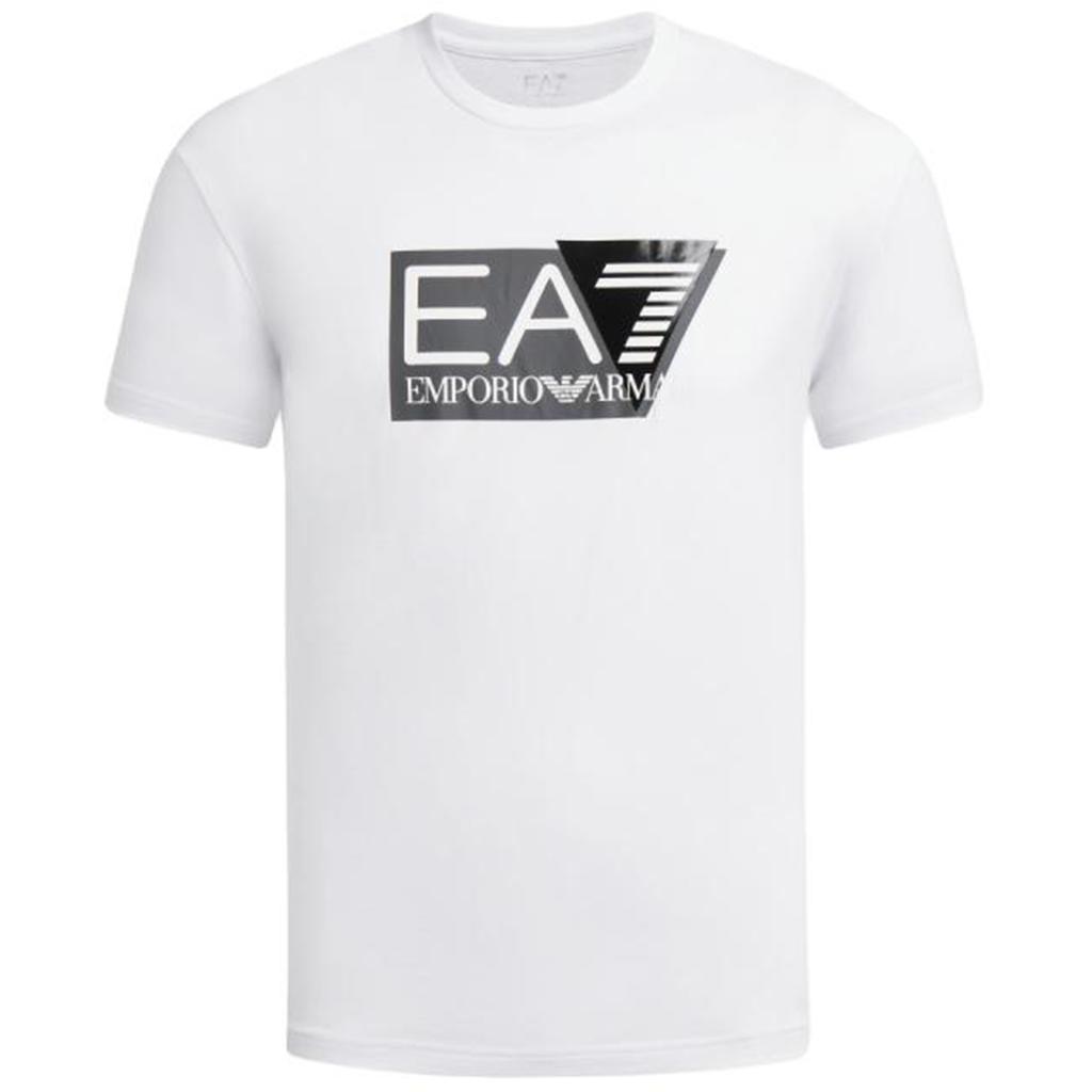 Emporio Armani EA7 SS24 Letter And Number Print Casual Crew Neck Short Sleeve T-Shirt Men tops White 3DPT09-PJ02Z-1100