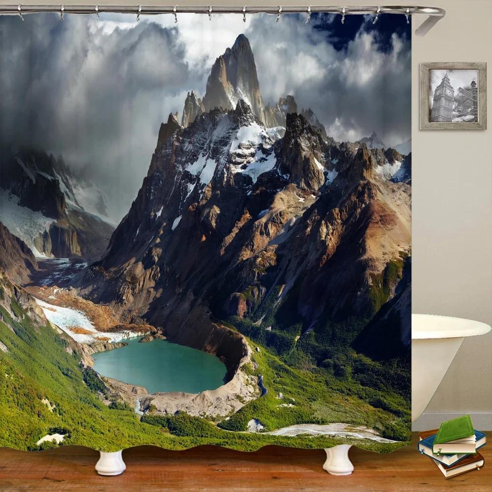 Shower Curtain Natural Forest Scenery 3D Printing Shower Curtain Polyester Waterproof Fabric Bathroom Home Decor Curtain 180x180