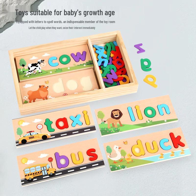 Children's Wooden Spelling & Matching Puzzle: Early Learning & Letter Recognition Toy